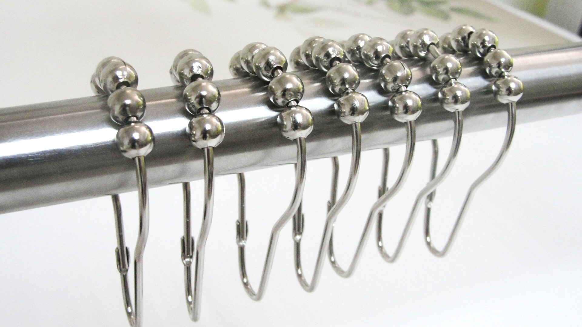 Lot de 12 crochets de rideau de douche en acier inoxydable antirouille, anneaux chromés pour salle de bain