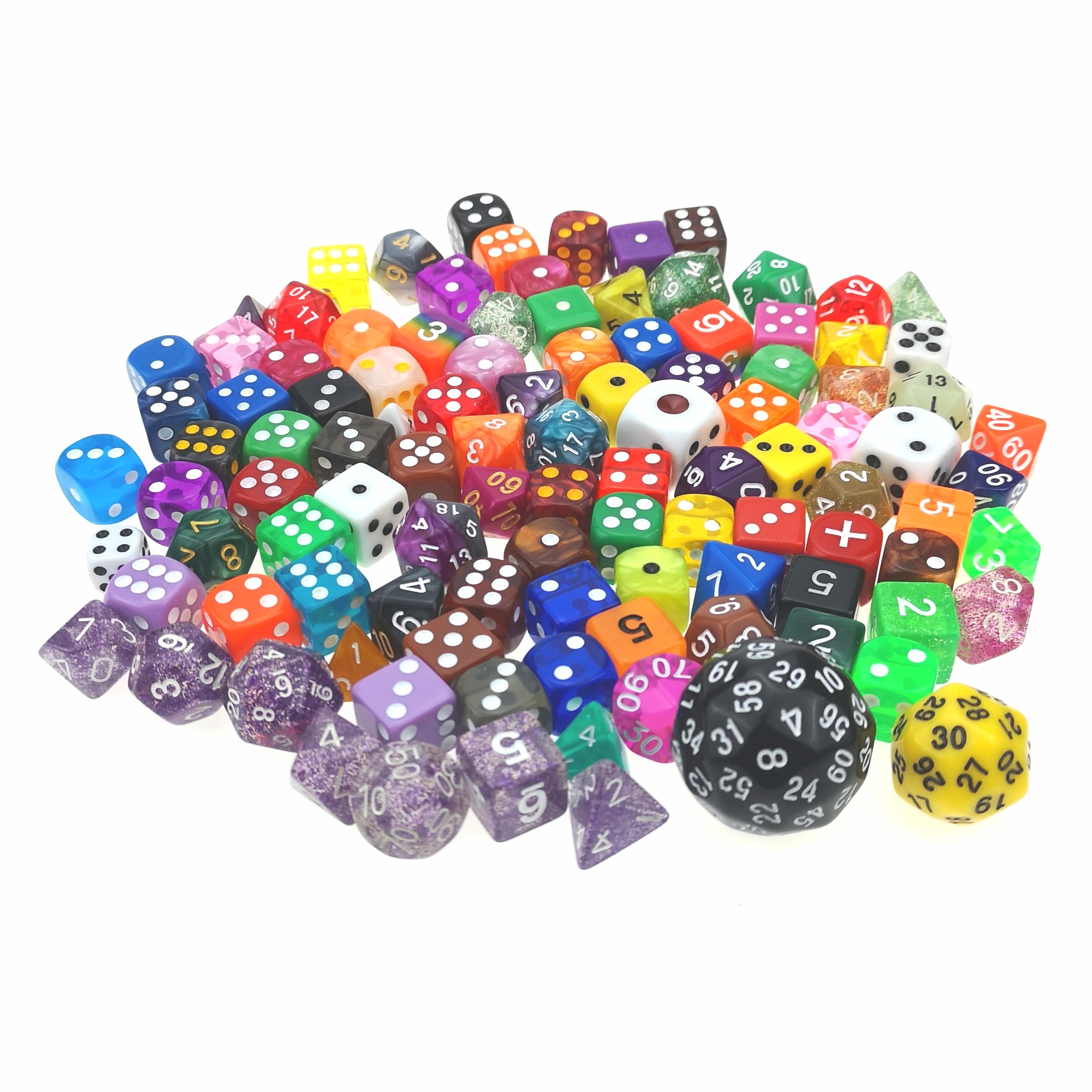 Rollooo Multi Kleur Bulk Dobbelstenen 100 pcs Pak van Willekeurige Veelkleurige Polyhedral Plastic met Meerdere Vormen