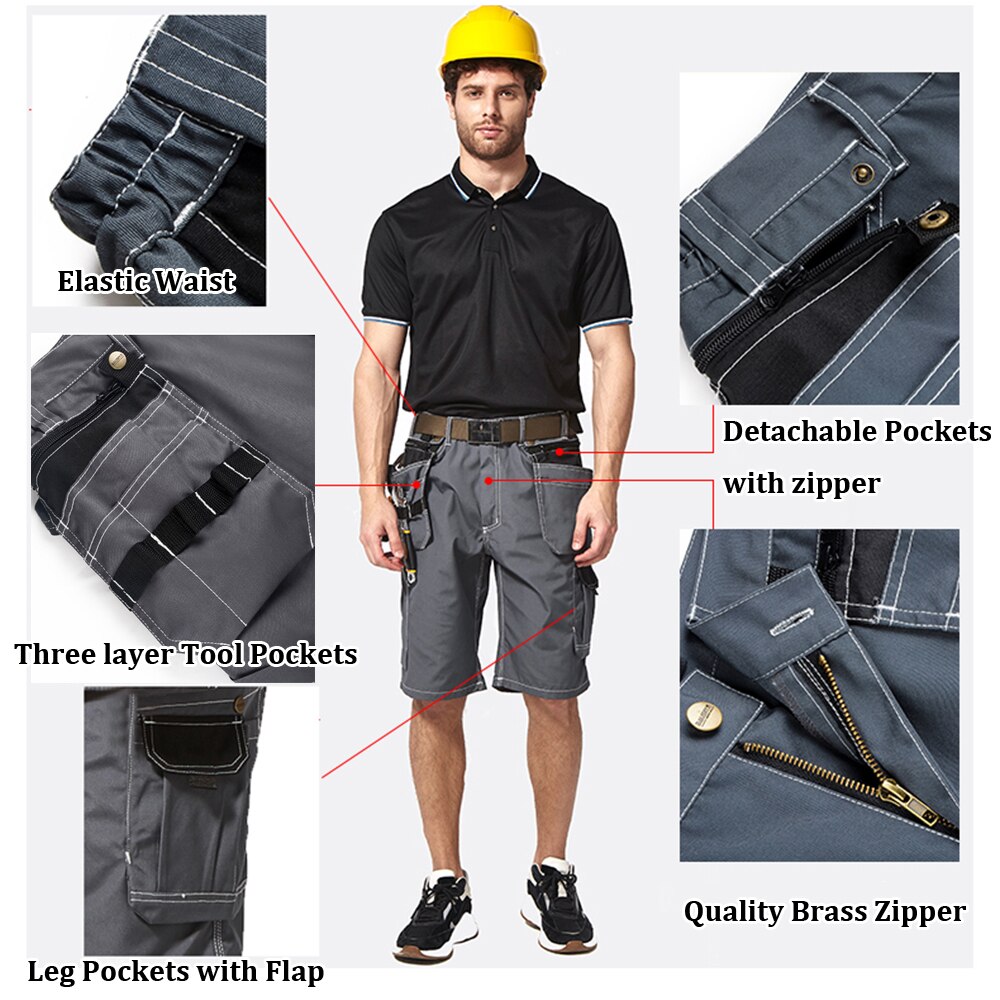 Summer Work Shorts For Men Utility Pockets Work Pants Workwear Trousers
