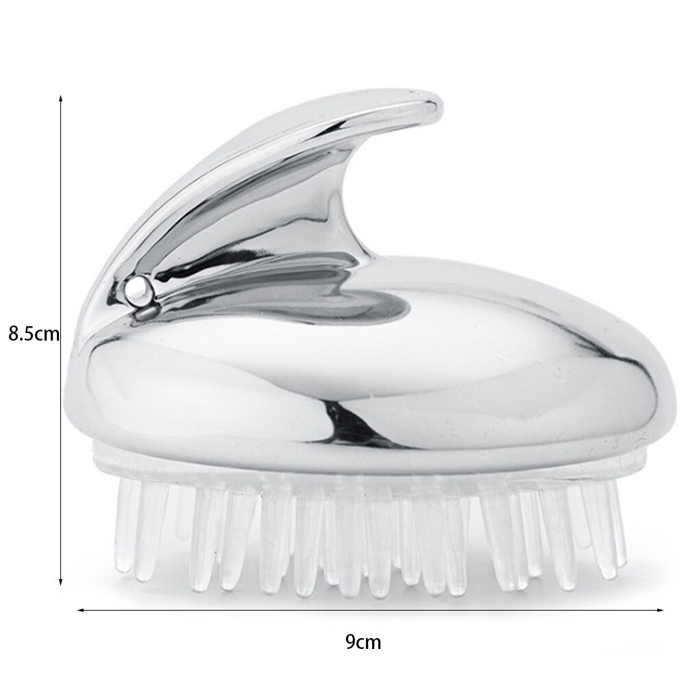 Spazzola per lavaggio capelli doccia in silicone shampoo pettine testa del corpo massaggio del cuoio capelluto pettine doccia bagno terme spazzola per massaggio dimagrante: argento