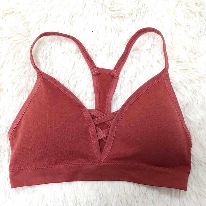 JETU Ladies Casual Shirt Cotton Comfortable Sexy Underwear Hollow Lining Solid Color Pad Backless Bra No Steel Ri