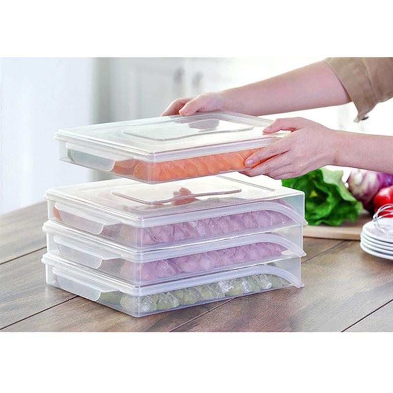 1 pc dumplingsbricka plast ett lager förseglad matbehållare förvaringslåda kyl crisper kyl och frys mat färsk hållning