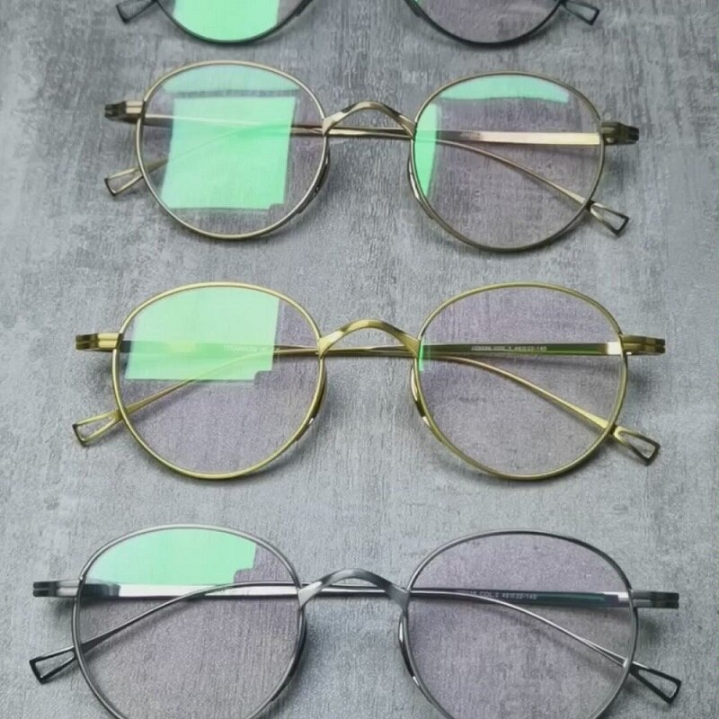 Reines Titan Brille Rahmen Männer retro Runde Oval Brillen Frau Brillen Handgemachte Japan KMN113 Myopie Optische Verordnung Objektiv