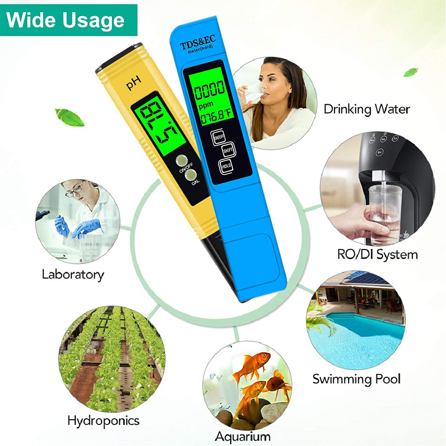 PH Meter & TDS Meter Combo, Upgraded Backlight PH TDS EC & Temperature 4-in-1 Water Tester, High Accuracy Digital Water
