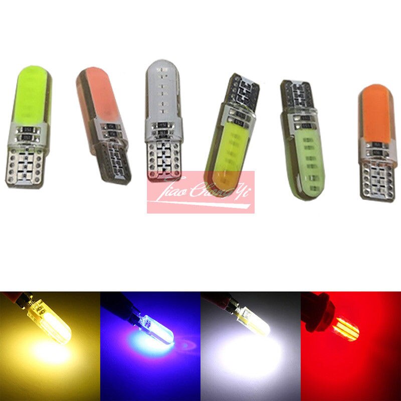 T10 W5W LED interior del coche luz COB de silicona auto lámpara de señal 12V 12V 194 de 501 bombilla de estacionamiento de cuña lateral para lada estilo de coche 1-10 Uds