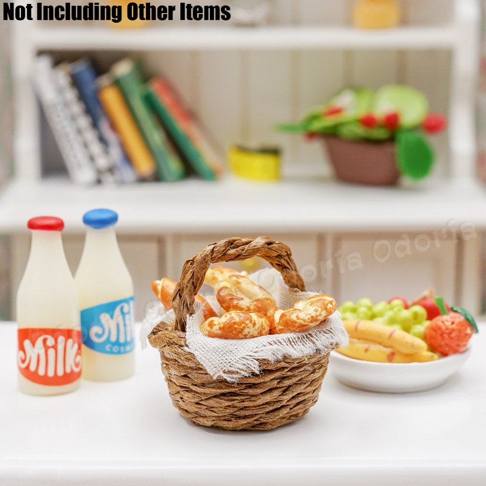 1:12 Miniatuur Brood In Mand Set Simulatie Voedsel Keuken Bakkerij Poppenhuis Speelgoed Decor