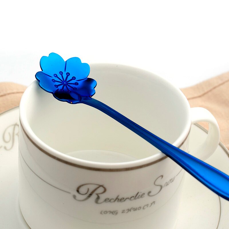 8 Pcs Of Flower Petals Stainless Steel Spoon Teaspoon Various Flower-shaped Dessert Coffee Kitchen Accessory Tool