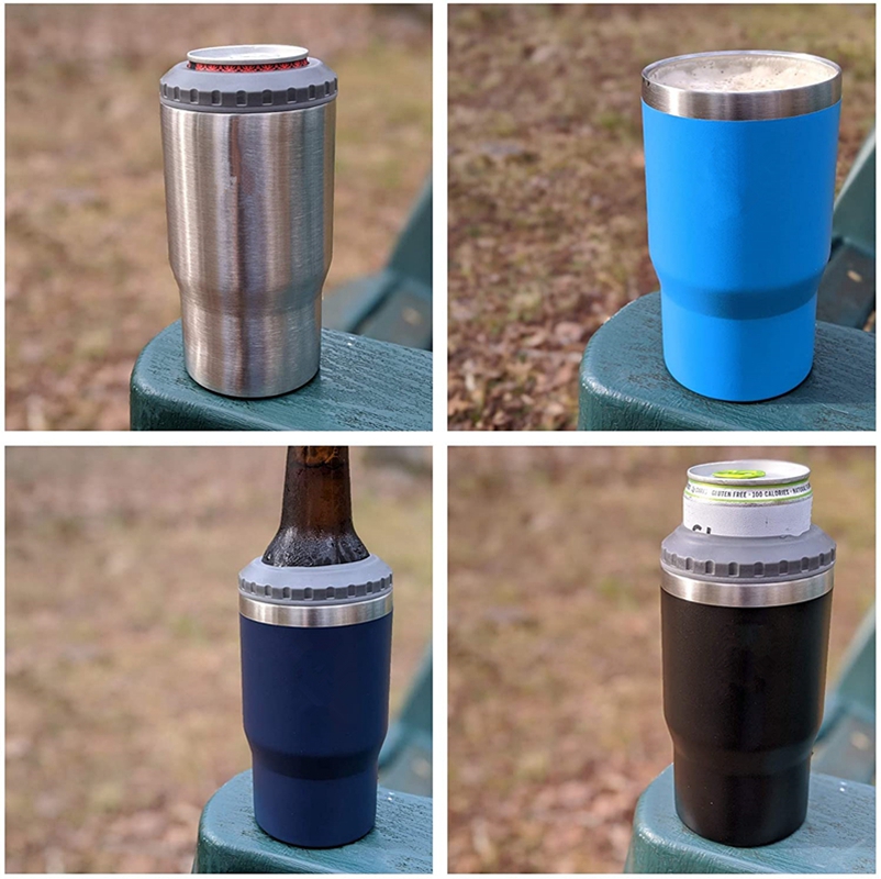 14oz Can Cooler Stainless Steel Insulated Skinny Beer Cooler Insulator Holder With 2 Lids Thermos Copo Termico Water Bottle