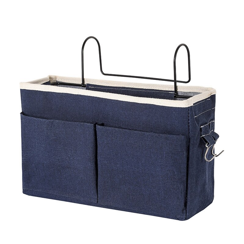 Bedside Hanging Organizer Pocket Storage Bag Wardrobe organizer Canvas Bedroom Bathroom Magazine tote Storage Organizador Pouch: V