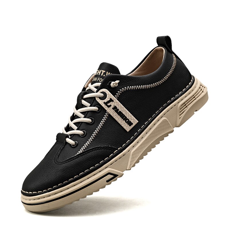 Mænd originale lædersko anti-glatte mænd sneakers mærke drenge fodtøj snøre sneakers til herre læder sko: Hei se / 9.5