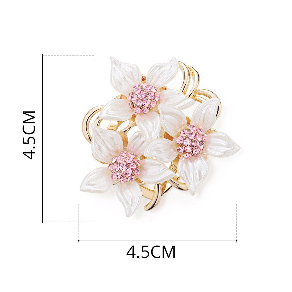 Dalaful Camellia Bloem Broche Pins Moderne Roze Strass Verbazingwekkende Bladeren Broches Bruids Sieraden Voor Vrouwen Meisje Z071