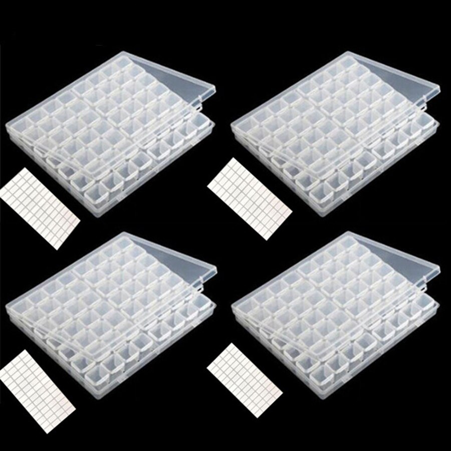 28/56/64 Grids Diamond Painting Storage Box Tool Accessories Bead Container Rhinestone Diamond Embroidery Stone Organizer: 4pc 56 white