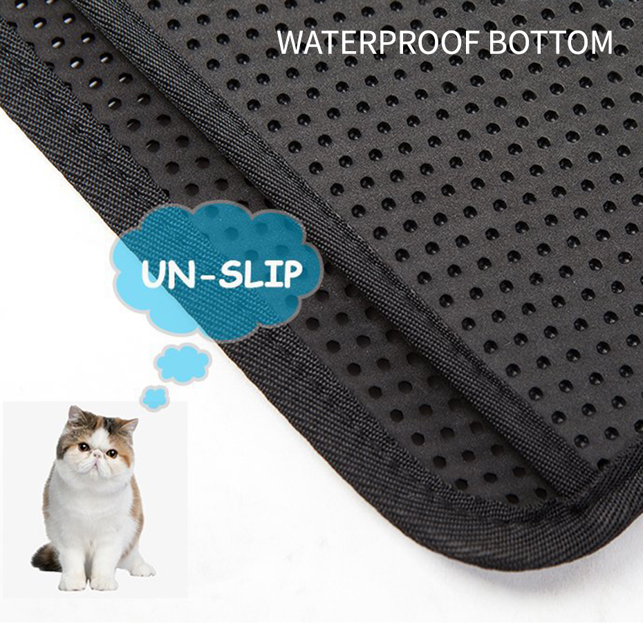 Kattenbakmat 90 x 60 cm XXL Kattenbakmat, EVA Dubbellaagse Honingraatmat, Kattenbak, Waterdichte Onderlaag, Kattenbak, Kattenbakmat, Grijs