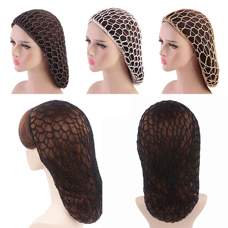 Women Ladies Soft Rayon Snood Hair Net Handmade Crocheted Hair Nets Mesh Breathable Hair Styling Hat Hatnight Cap Cheveux Femme