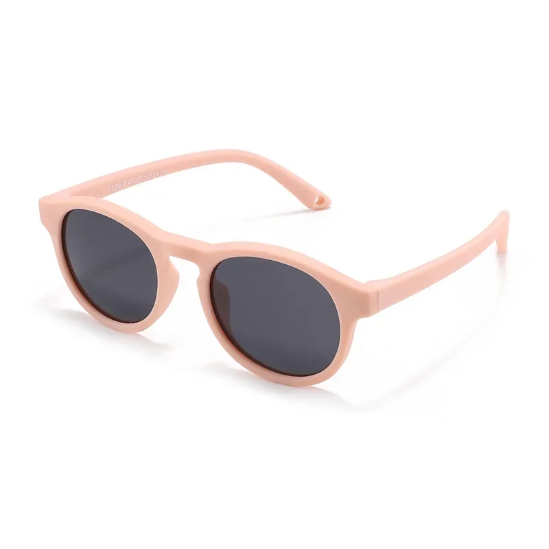 Modische erste Sonnenbrille für Babys mit Riemen, rund, flexibel, UV400, polarisiert, für Kleinkinder Ich bin ändern von 0–3 Jahren: Rosa