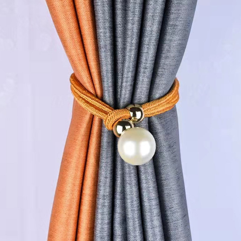 Abrazadera de cortina de con perlas grandes, gancho de hebilla, Clip bonito y moderno de poliéster, accesorios decorativos para el hogar, 2 piezas