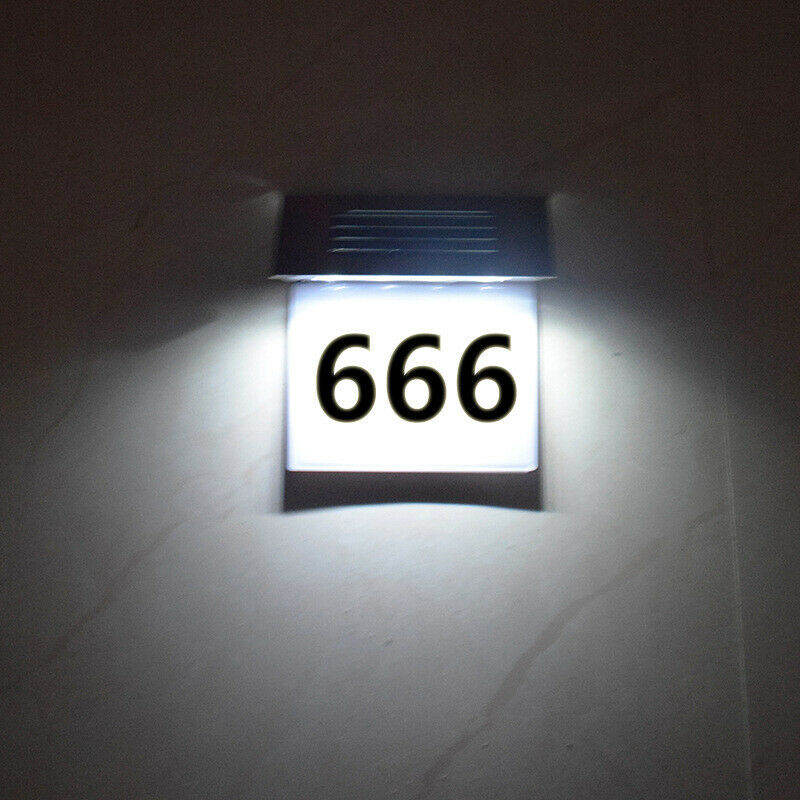 4 LED Solar Power Light Sign House Street Door Address Plaque Number Plate Lamp