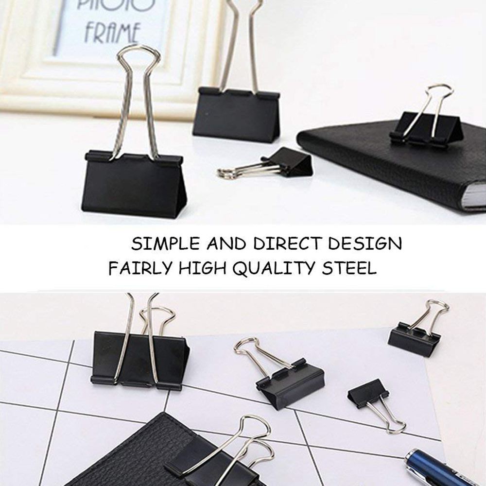 Binder Clips Paper Clamps Assorted Sizes 100 Count (Black), X Large, Large, Medium, Small, X Small and Micro, 6 Sizes in One P
