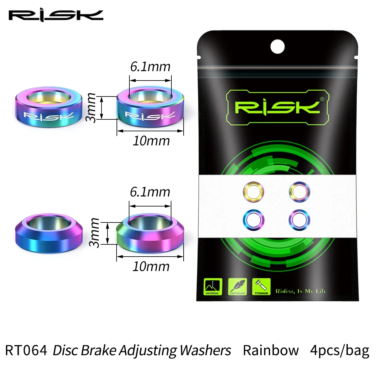 2 Pairs Risk Disc Brake Adjusting Concave and Convex Washer Brake Caliper Mount M6 Cone Spacer Bolt Titanium Alloy Gasket Screw: Blue