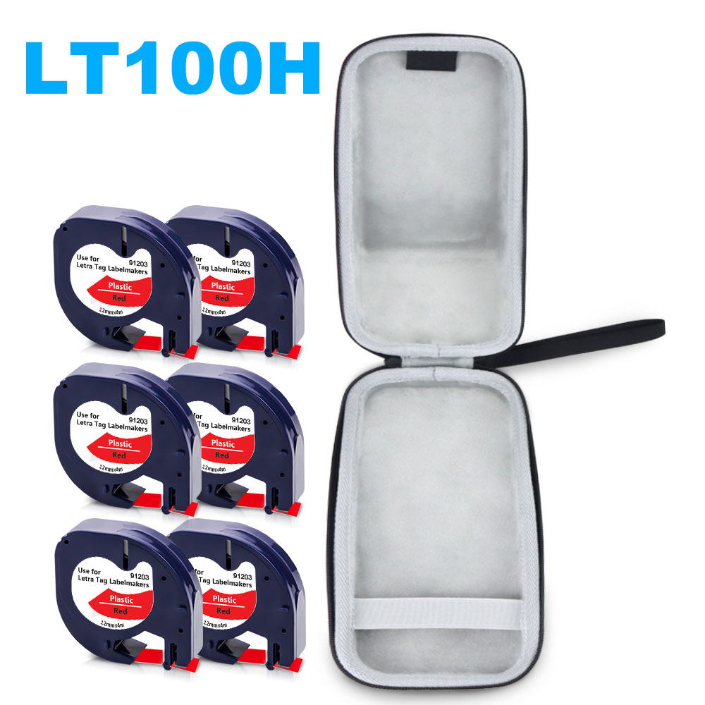 Storage Box DYMO LT100H LT 100H Labeling Machine Case with 6PK Label Tape for Dymo Letratag 12267 91201 91202 91203 91204 91205: 1 Case 6 91203