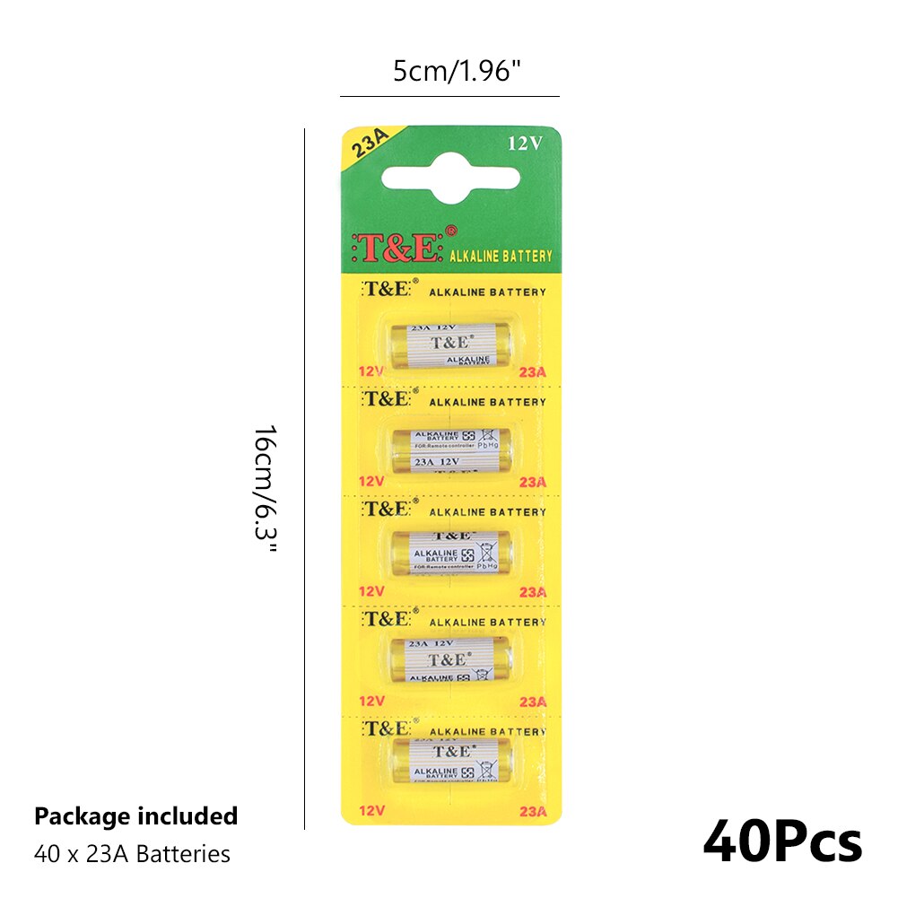 40pcs/Lot Alkaline Battery 12V 23A 23GA 21/23 A23 A23S E23A EL12 MN21 MS21 V23GA MN21 L1028 RV08 GP23A K23A For Doorbell remote