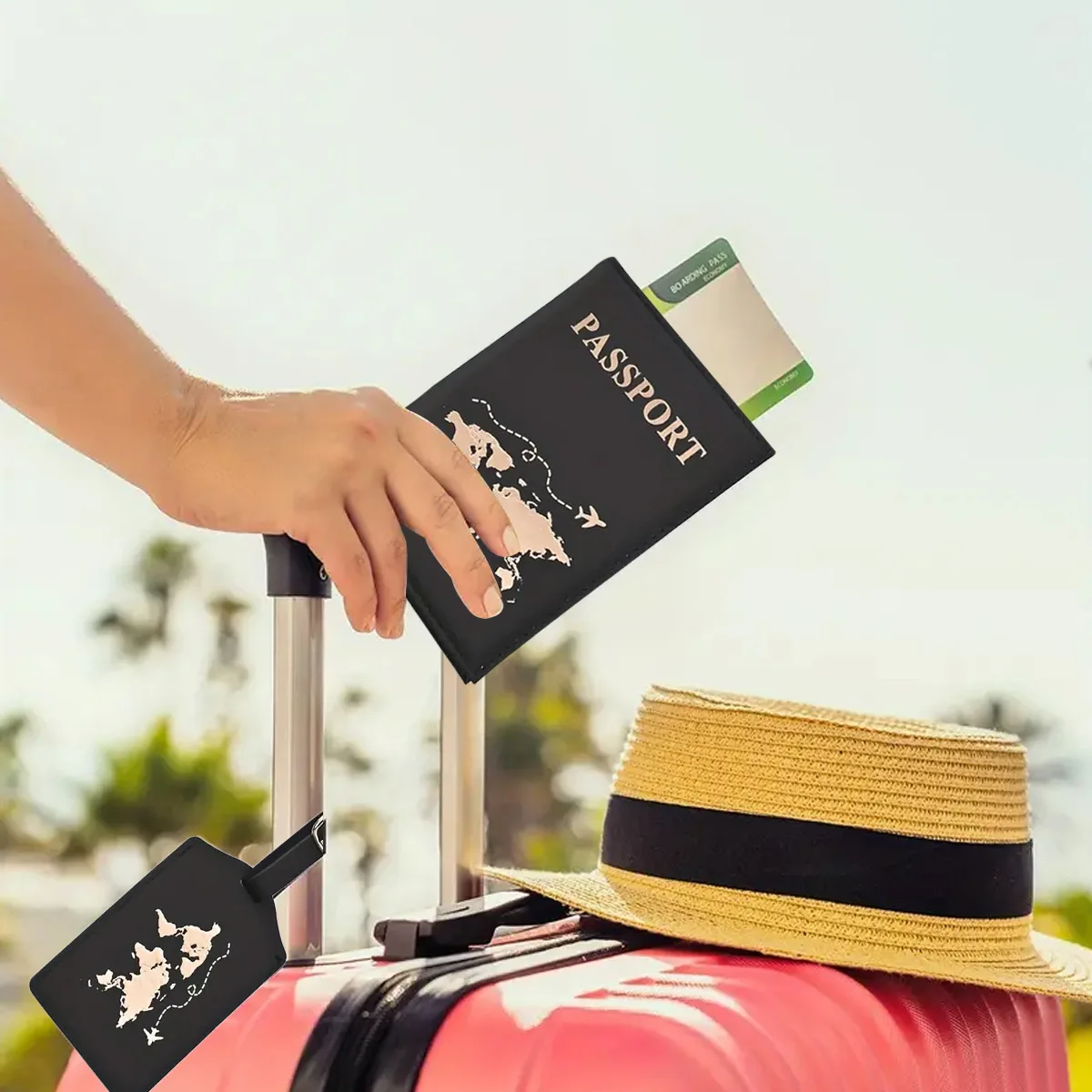 Funda dorada para pasaporte de viaje para hombre y mujer, funda de cuero PU con mapa de billetes, fundas para pasaporte, accesorios protectores para pasaporte