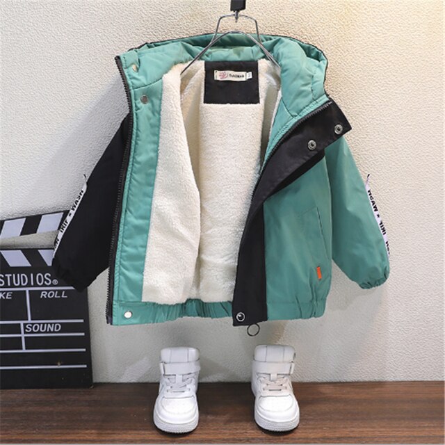 Meninos inverno outwear crianças casual algodão grosso veludo casacos hoodies para o bebê crianças jaquetas quentes da criança outwear outwear para baixo parkas 7y: green / 5 T