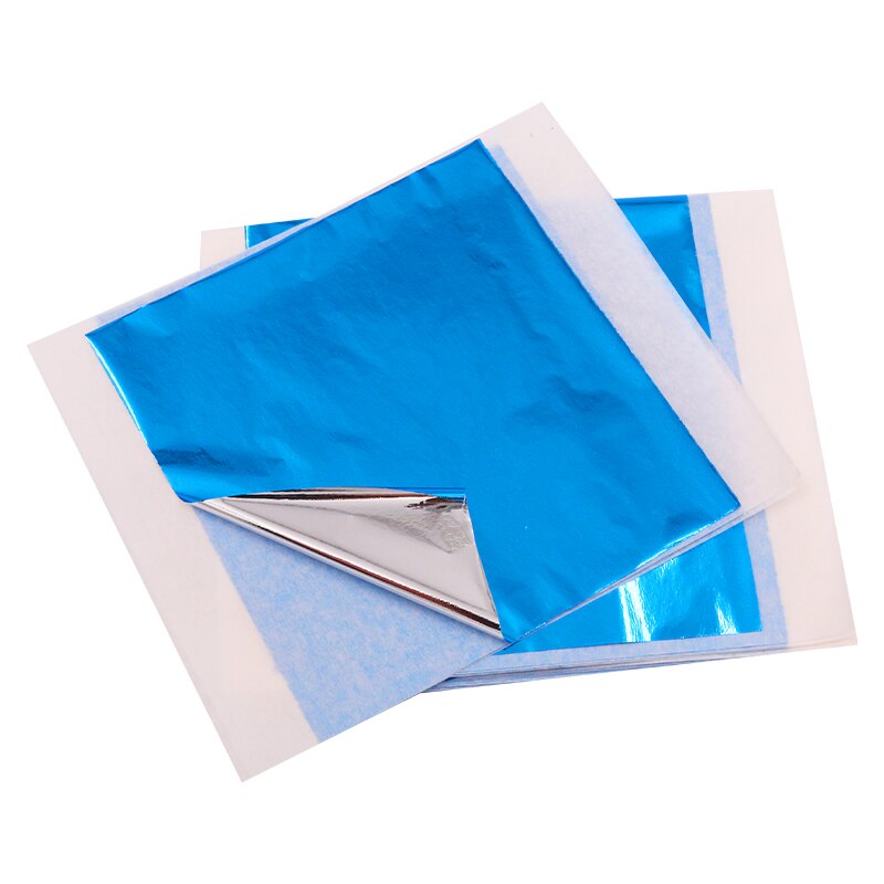 100 Uds. Hojas de hojas doradas de colores, manualidades de Arte de papel con purpurina plateada para paredes de muebles dorados, decoración Vintage de uñas, pintura DIY