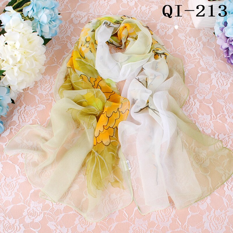 Women Foulard Gradient Flower Georgette Scarf Bandana Shawl Hijab Summer Sun protection