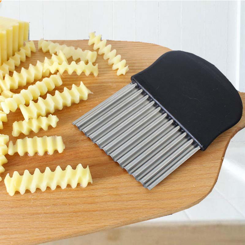 Cortador de patatas fritas de acero inoxidable, pelador de patatas fritas cortadas, accesorios de cocina, cuchillo, cortador ondulado de patatas