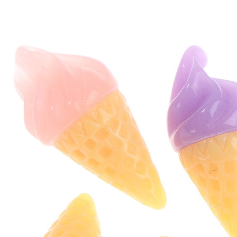 10 Uds. De conos de helado de resina en miniatura, suministros DIY, accesorios, juguetes para juego de imitación