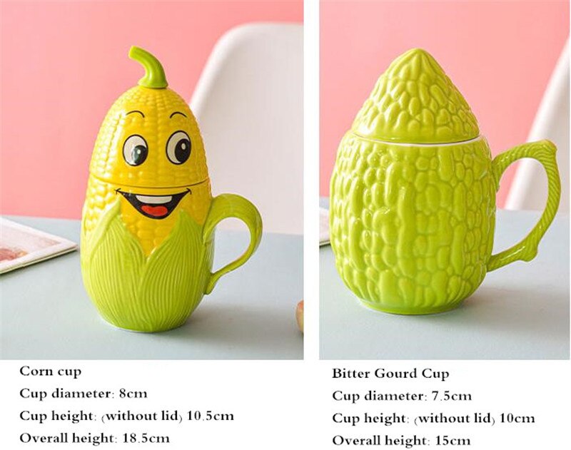 Milk Coffee Cup Ceramic Mug Cartoon Corn Bitter Gourd Shape Couple Mugs Office Water Cups