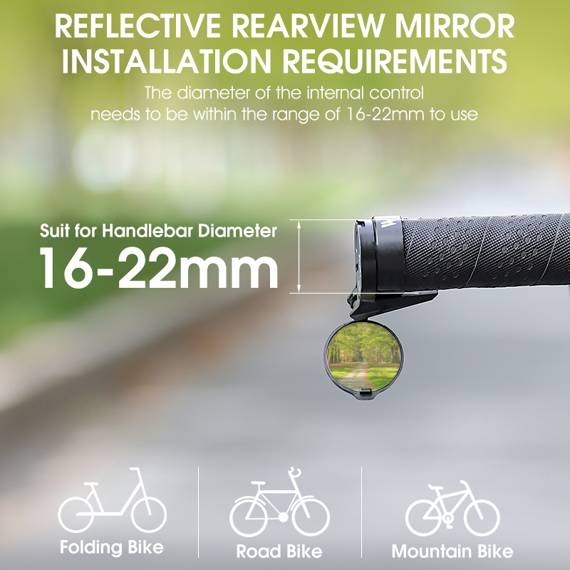 WEST BIKING Mini Handlebar Mirror for Bicycle Universal Adjustable Rotate 16-22mm MTB Road Bike Rearview Mirror Bike Accessories
