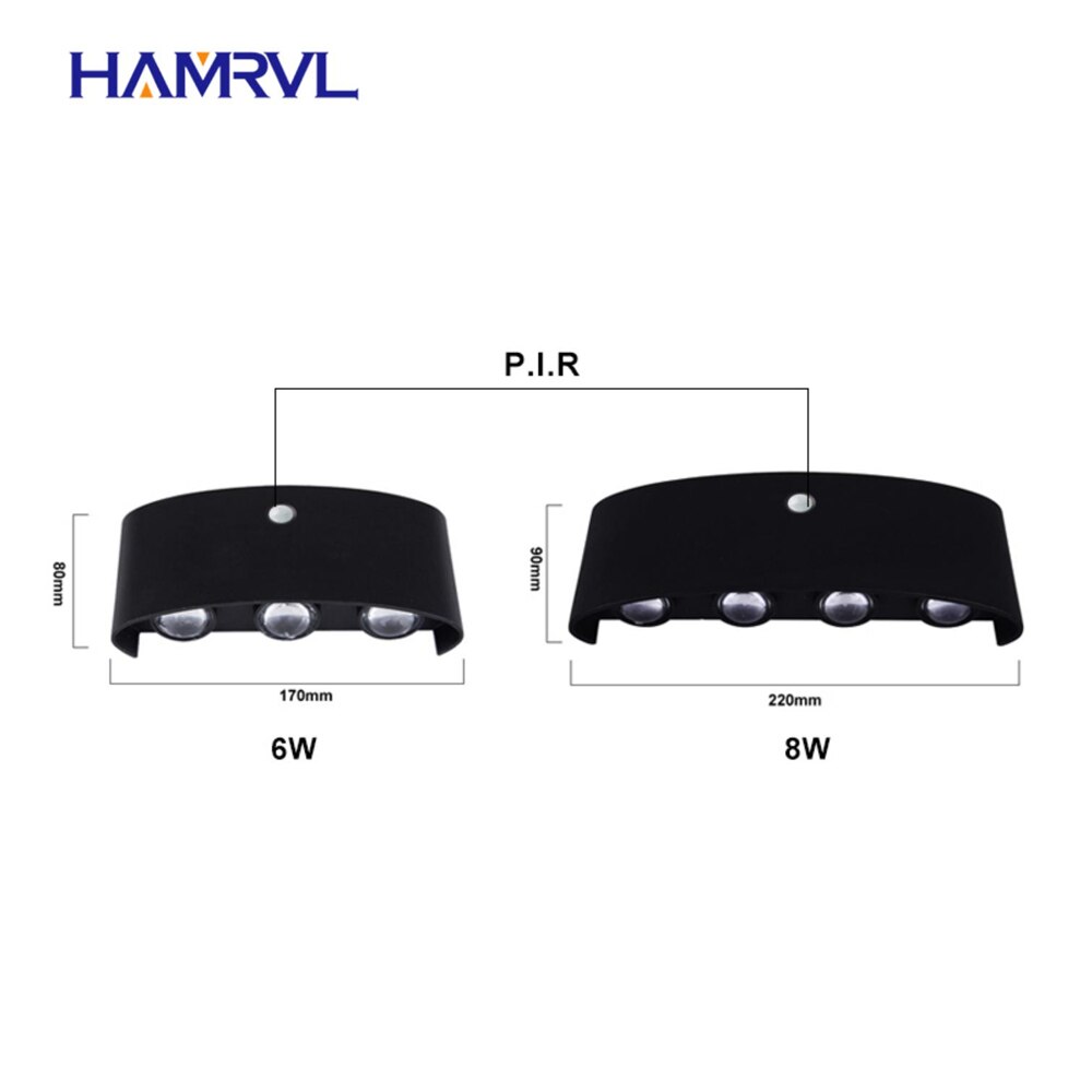 Outdoor Lighting LED PIR Motion Sensor Waterproof Wall Light 8W AC90-260V Modern Wall Lamp Garden Light Fixture Outside Building