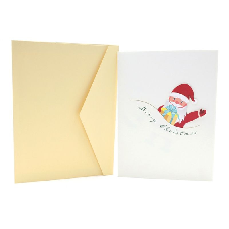 3D Pop Up Santa Claus Greeting Cards Postcards Invitations with Envelope for Kid