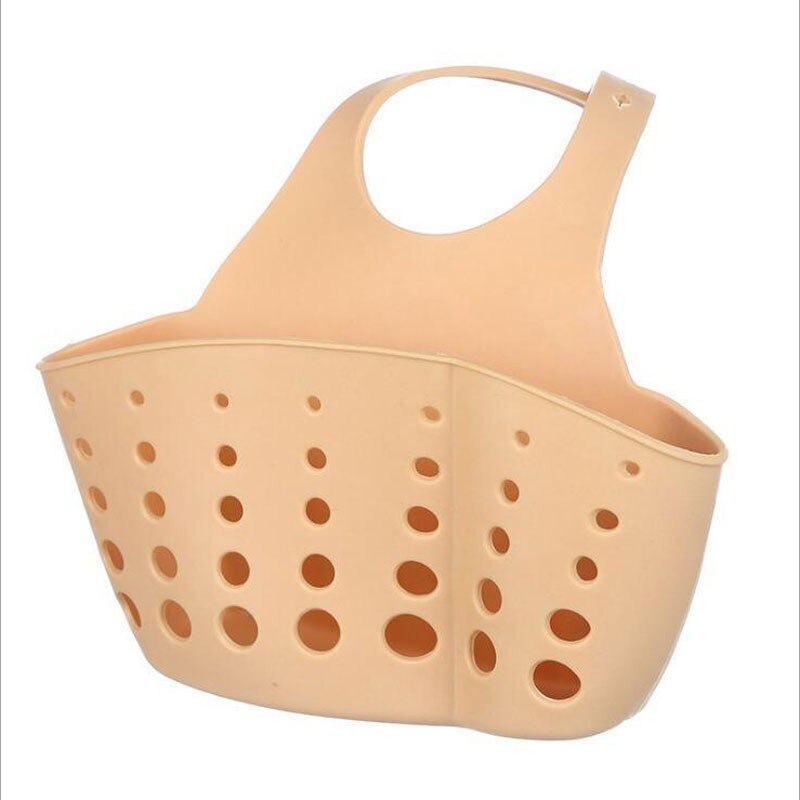 Évier de cuisine éponge stockage suspendu panier réglable bouton pression Type Drain support robinet stockage Drain paniers ménage: BEIGE
