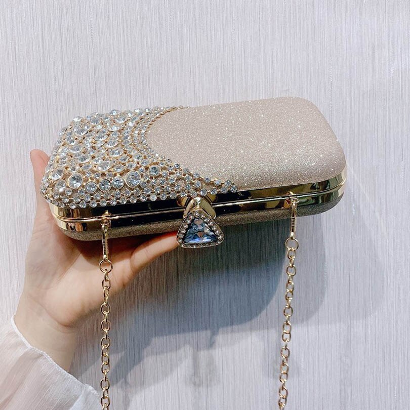 Kvinder clutch aftentaske beaded krystal dame bryllup pung rhinestones håndtasker sølv sort aften clutch tasker til kvinder