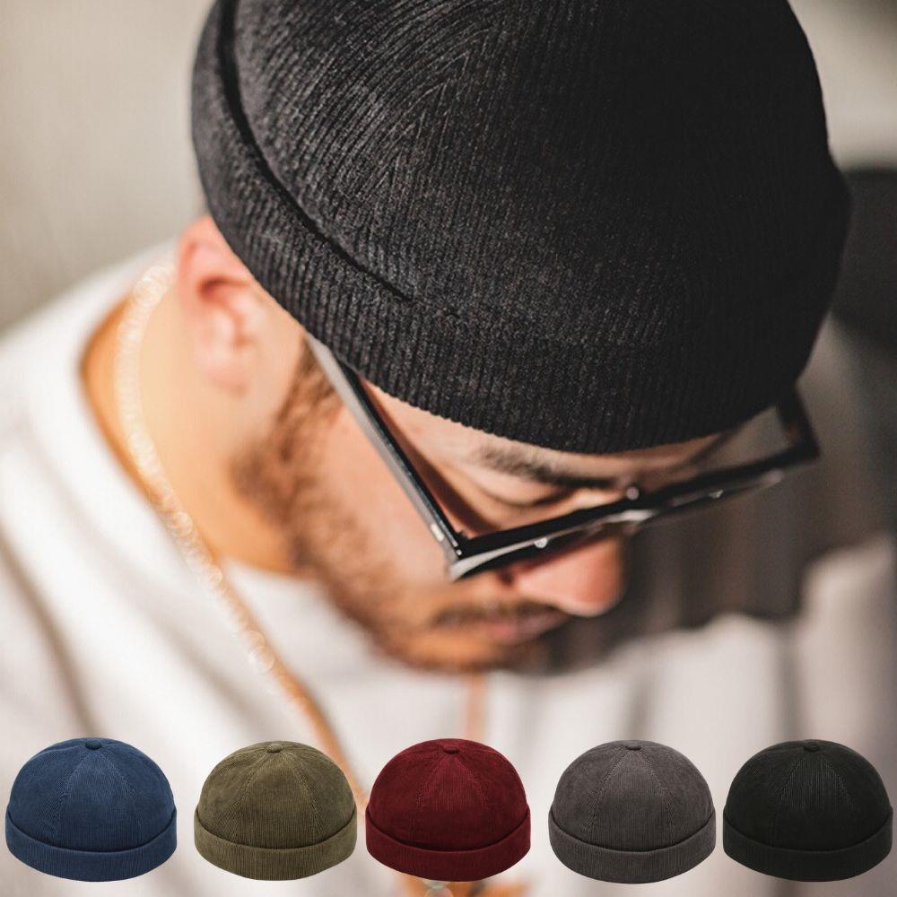 Retro Dome Beanie Hat For Men And Women Brimless Hats Skullcap Docker Adjustable Solid Color Novelty Cotton Caps Men Bonnet