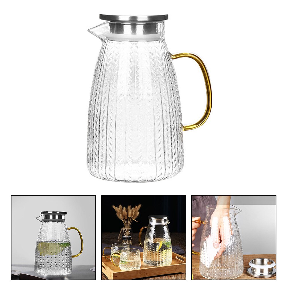 Large Capacity Clod Water Pot Glass Cold Water Bottle Cold Drink Kettle Beverage Kettle: Default Title
