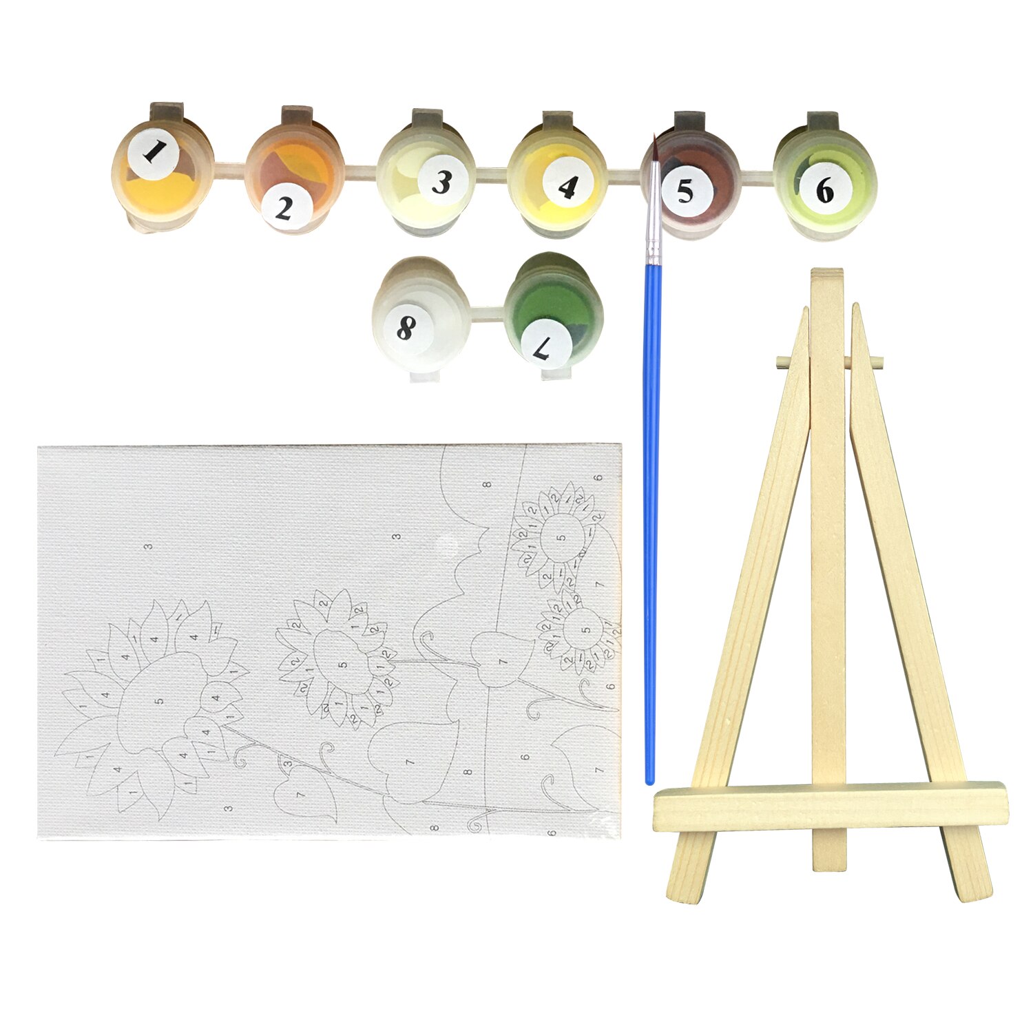 Diy Foto Schilderij Nummers Olieverfschilderij Kit 5.9*3.9 Inch Met Heldere Acryl Pigment Borstel Houten Schildersezel Stand voor Kids