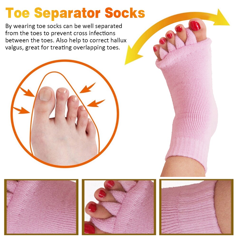 Men Women Pain Relief Middle Tube Improves Circulation Toe Separator Socks Foot Alignment Warm Winter Massage Yoga Cotton Blend