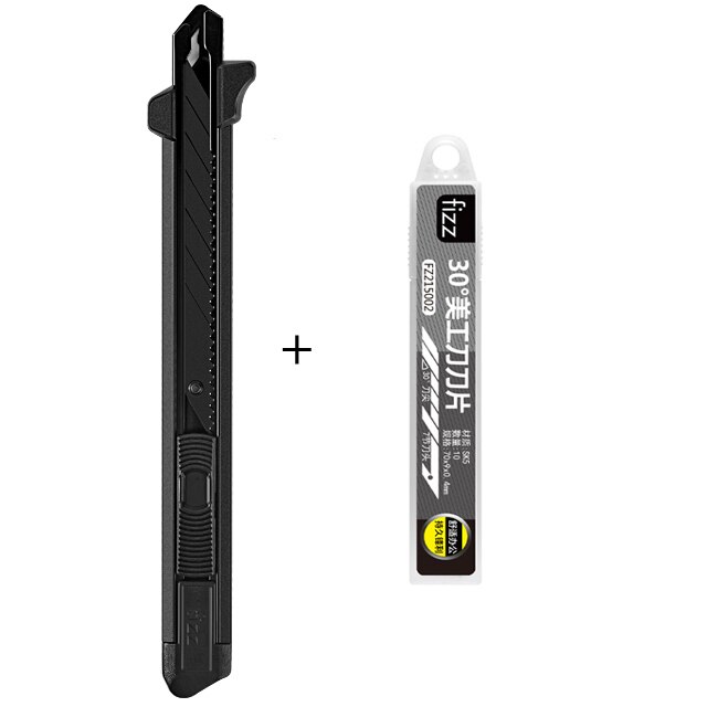 Xiaomi Fizz Aluminum Alloy Grip Utility Knife High Carbon Steel Blade Self-Locking Sharp Angle with Fracture Knife Cutter: black knife addblade