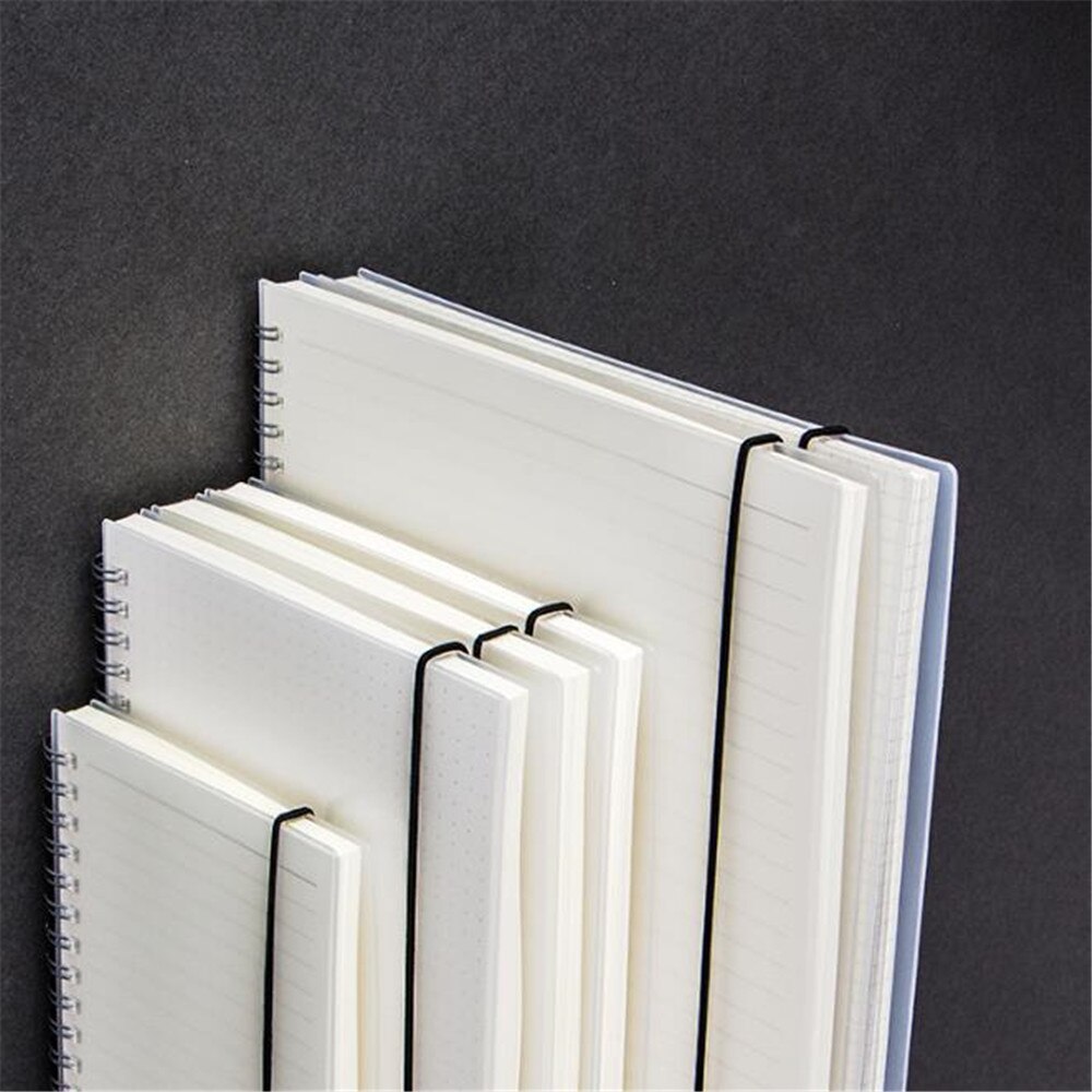 A5/a6/b5 klare pp frostet omslag notesbog prik gitter/firkantet/blanke/linjesider spole notesbog med bandage skolepapir