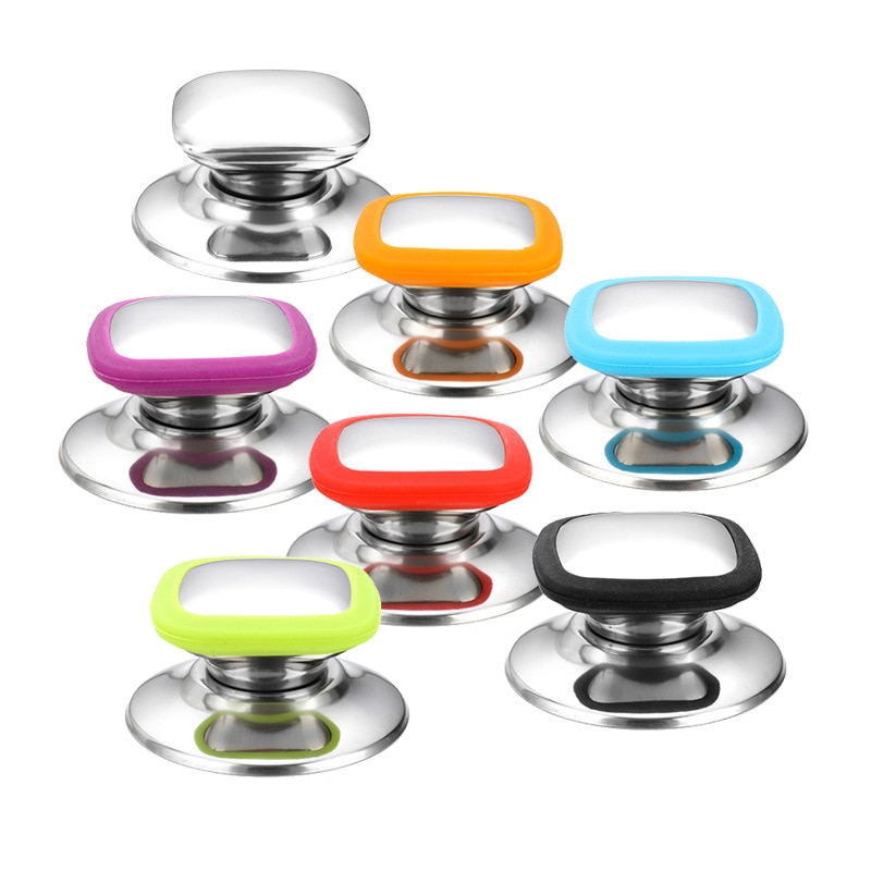 Universal grydelåg i rustfrit stål tophåndtag anti skoldning gryde kedel låg håndtag hætte låg løftemoment køkkenredskaber