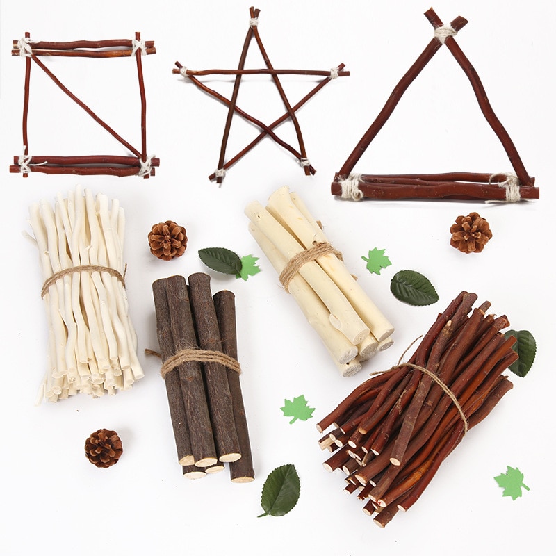 50 Stuks Houten Stok Natuurlijke Tak Boomschors Log Schijven Sticks Diy Ambachtelijke Benodigdheden Voor Bruiloft Party Schilderij Decoratie