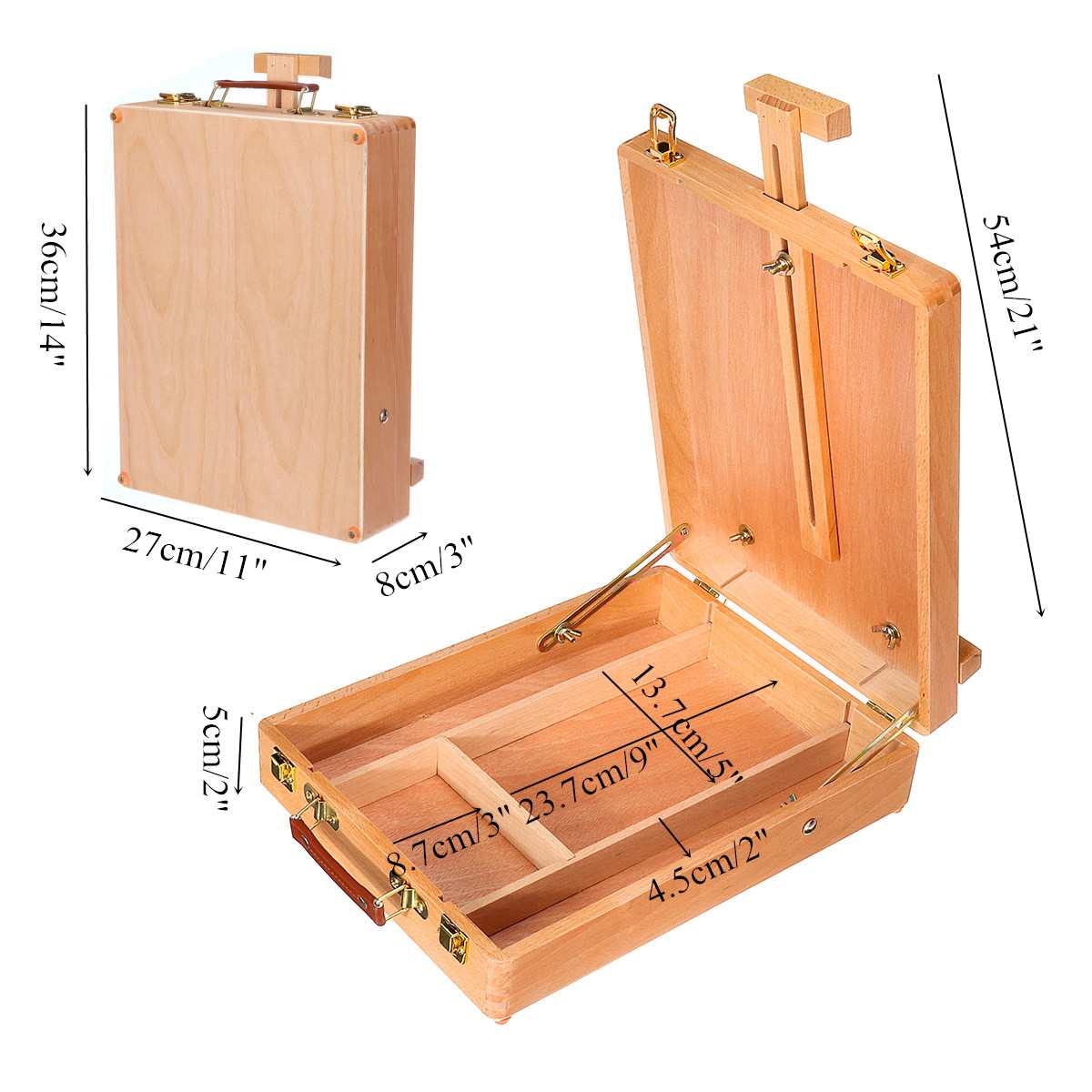 Wooden Easel Artist Craft With Integrated Box Art Drawing Painting Table Box Oil Painting Laptop Suitcase Multifunctional