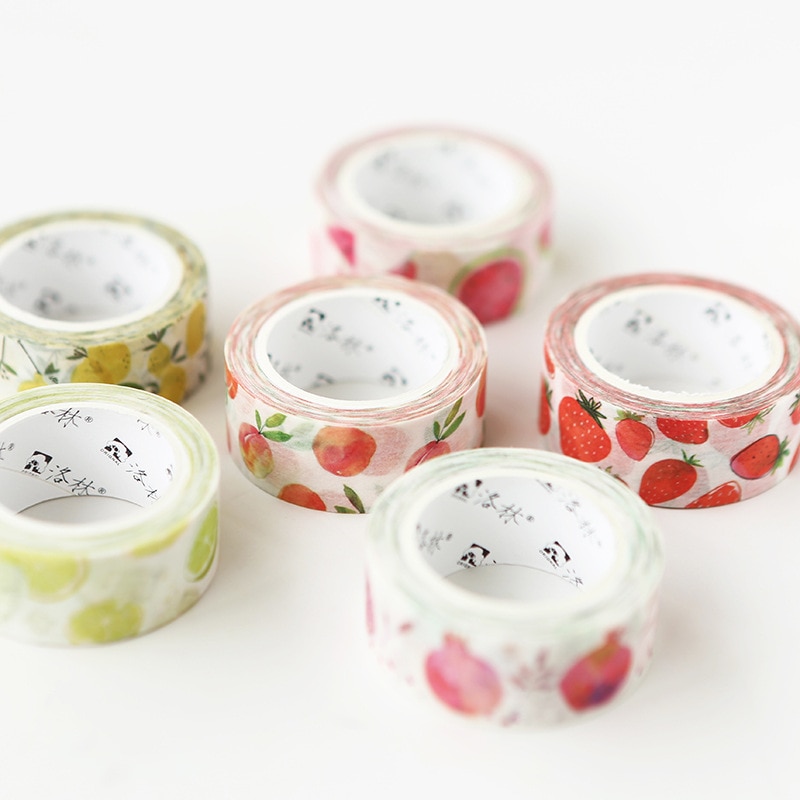 Indretning håndmalet akvarel frugt washi tape sæt citron fersken vandmelon granatæble jordbær gør-det-selv malertape papirvarer