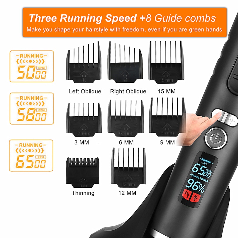 Ceenwes Rechargeable Hair Trimmer Clippers for Men Cordless Clippers Hair Cutting Kit with 8 Guide Combs Including Charging Dock