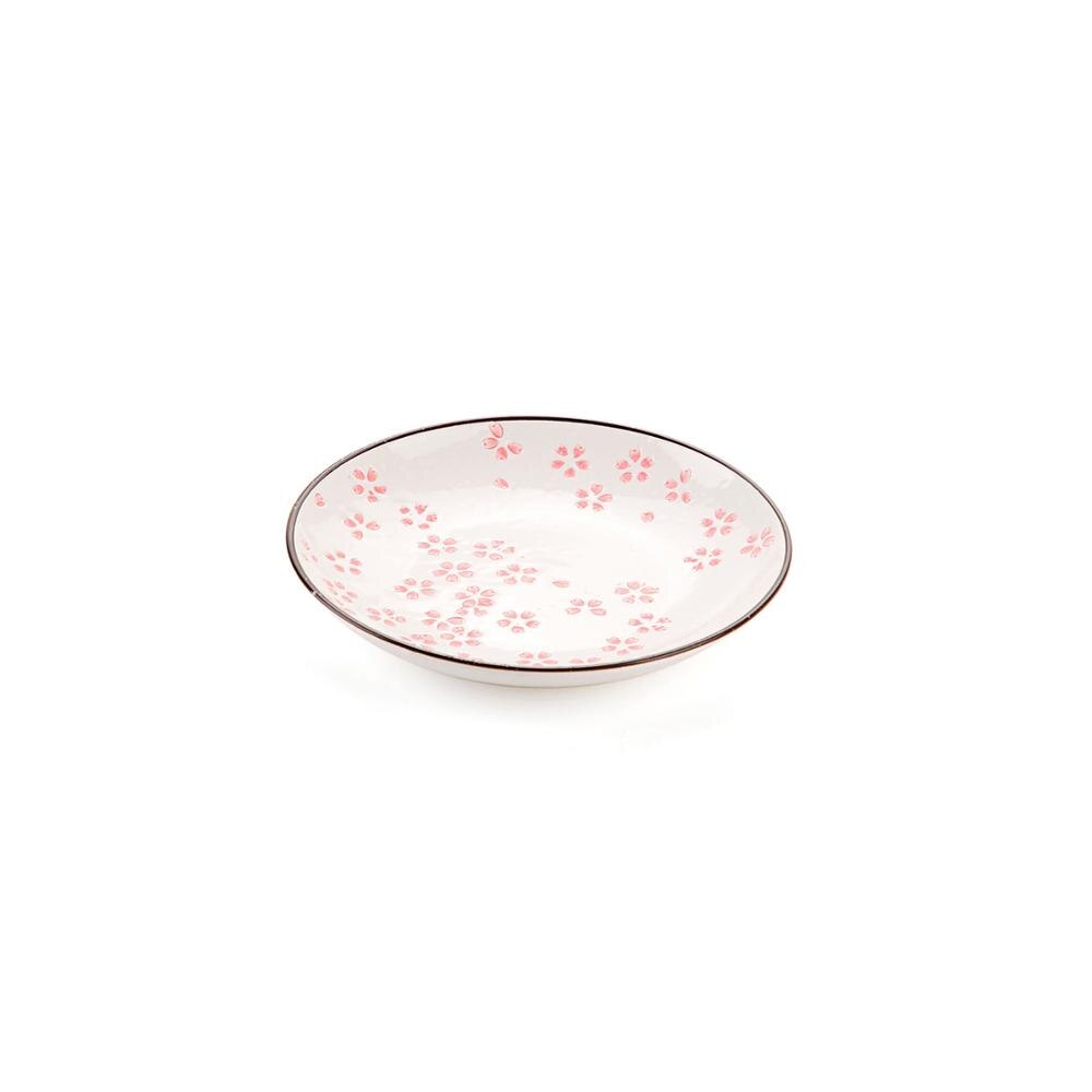 Sakura Patroon Keramische Plaat Diner Platen Keuken Servies Fruit Dessert Cake Gerechten Snack Steak Sushi Plaat Portie Schotel: 6.5inch Beige