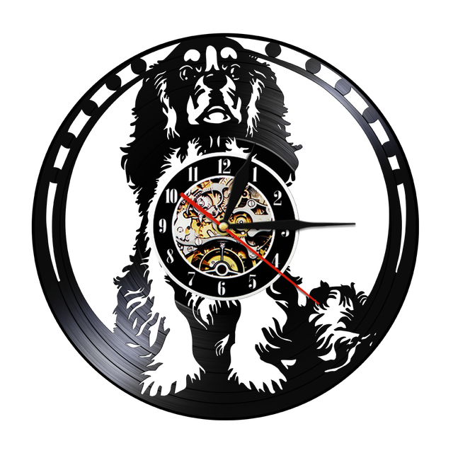 Cavalier king charles spaniel hund 3d veggklokke vinylplate klokke valp ainmal barnehage kunst veggdekor for kjæledyrelsker: Uten ledet